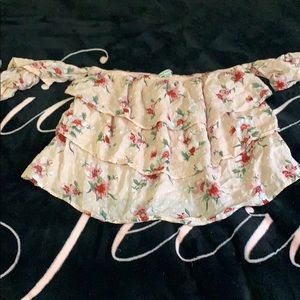 PINK FLOWER PRINT HALTER TOP